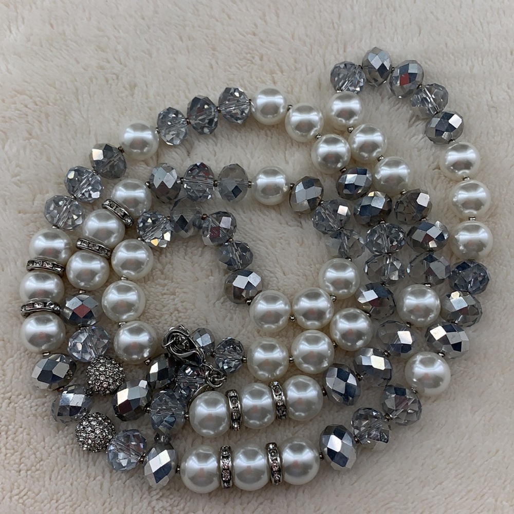 WHBM Exquisite Silver & Cream Long Necklace